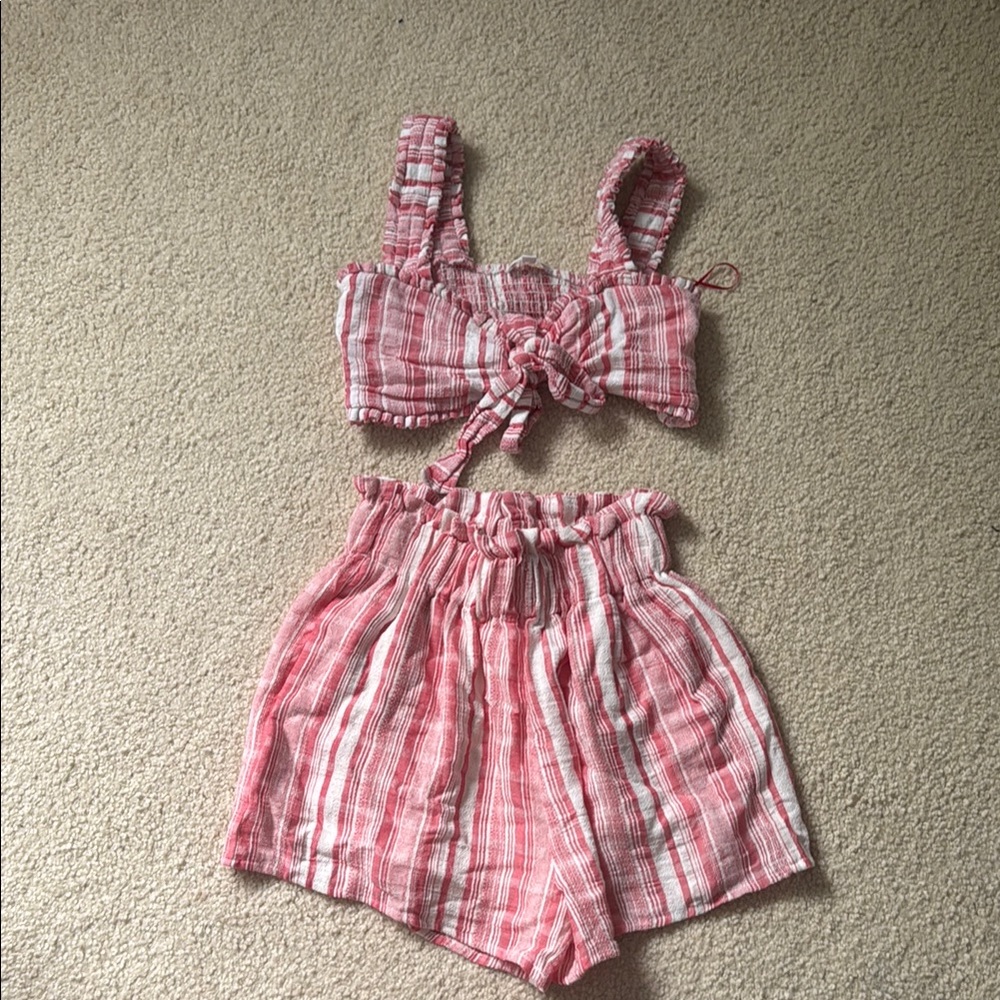 MARBLE Red and White Striped Set